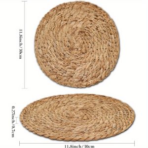 Set Of 4 Woven Heat Protective Placemats Scald Resistant Placemats Pot Placemats Plate Placemats Table Placemats Vegetable Placemats Bowl Household Coasters Straw Round Rattan Placemats Table, Home, Wedding