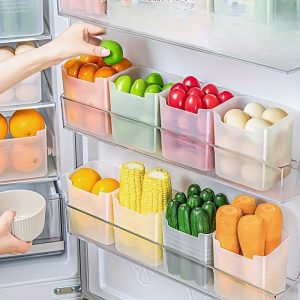 6pcs Set - Clear Refrigerator Storage Bins with Easy-Grip Handles, BPA-Free, Space-saving Kitchen Organization - Perfect for Fridge Door & Counter, Modern Food Sorting Boxes