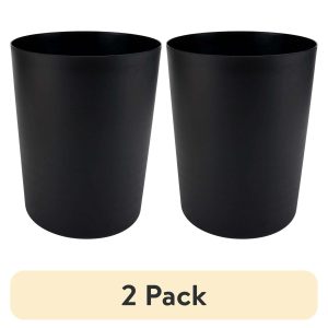 (2 pack) 5 Gallon Trash Can, Plastic Office Trash Can, Black Matte