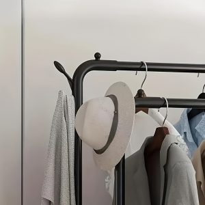 1pc Sturdy Double Rod Coat Rack for Bedroom and Bathroom, Multifunctional Hanging Rack for Clothes, Double Rod Clothesline Accessories