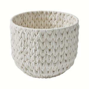 Closed woven rope basket, vanilla dream, storage basket