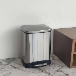 1.6 Gallon Step-On Stainless Steel Hands-Free Trash Can with Fingerprint-Resistant Finish for Home or Office