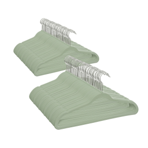 Fashionable new clothes hanger, clothing sorting rack Velvet Clothing Hangers, 100 Pack, Green, Non-Slip, Space Saving