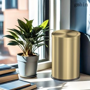 Gmbin Luxury Stainless Steel Trash Can with Quiet-Close Lid - Sleek, Odor-Sealing Flip-Top Waste Bin for Kitchen & Bathroom, No Battery Needed