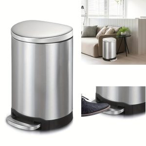 3.2 Gal./12 Liter Stainless Steel Semi-Round Step-on Trash Can For Bathroom And Office