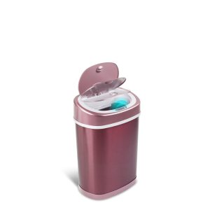 4 Gallon Trash Can Kitchen, Automatic Garbage Can Touchless Motion Sensor, Stainless Steel Trash Can with lid Anti-Fingerprint Mute Designed, Waste Bin 15L, for Office Bedroom Living Room Trash Can, Burgundy