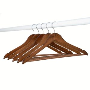 60pcs Solid Walnut Wood Suit Hangers For Adults, 17.44 Inches Wide With Swivel Hook, Premium Wooden Clothes Hangers For Suits, Coats, Jackets, Wardrobe Essentials