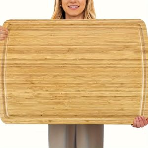 1pc, Premium Bamboo Cutting Board: Large Charcuterie Board for Cheese, Meat, Bread, Fruits & Vegetables